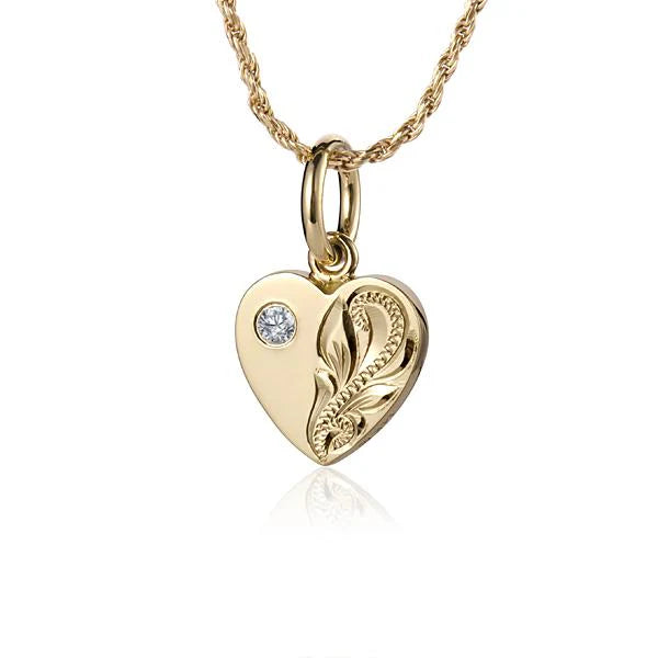 14K CZ Scroll Heart Pendant image 0