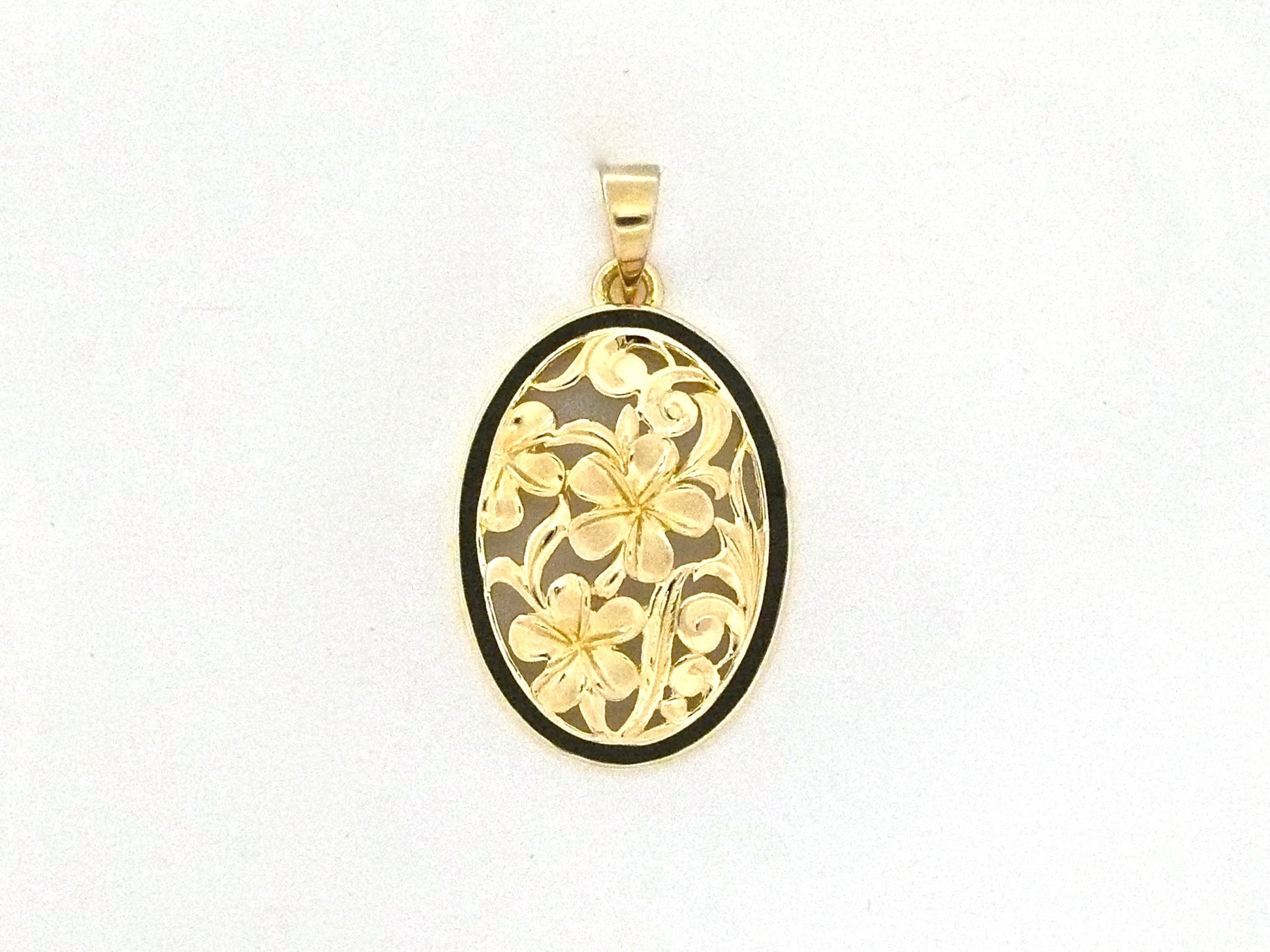 Oval Plumeria Pendant - Large image 0
