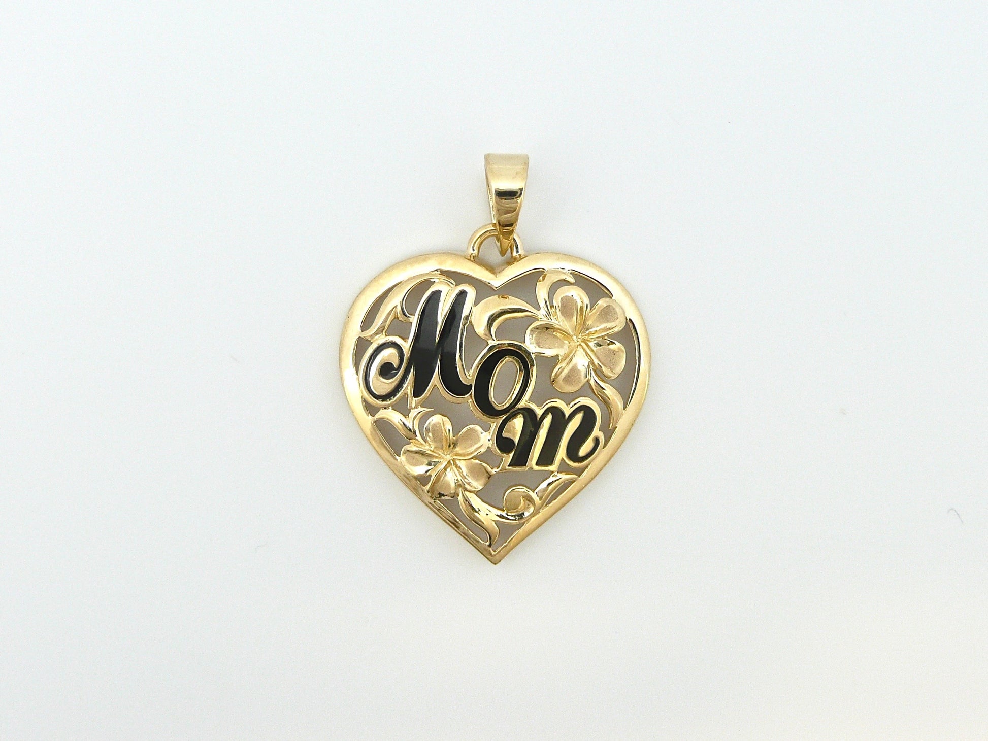 Mom Heart Plumeria Pendant image 0