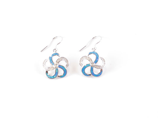 Silver and Blue Plumeria Earring image 0