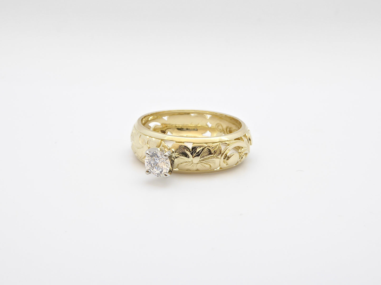 Hibiscus Dome Ring w/.25ct CZ - 6mm image 0