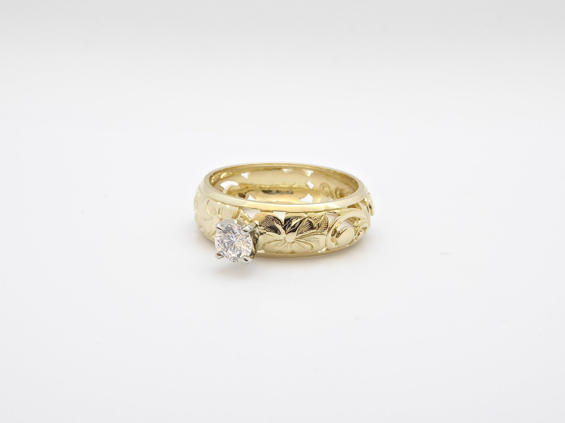 Hibiscus Dome Ring w/.25ct CZ - 6mm image 0