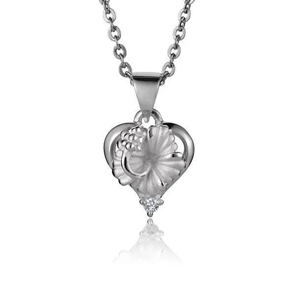 Hibiscus Heart CZ Pendant image 0