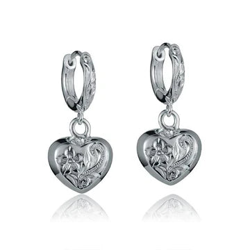 Solid Wire w/Heart Engraved Earring image 0