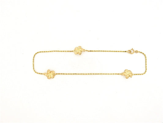 14K 3 Flower Anklet #1 — Hawaiian jewelry from Ashley's Gift Shop