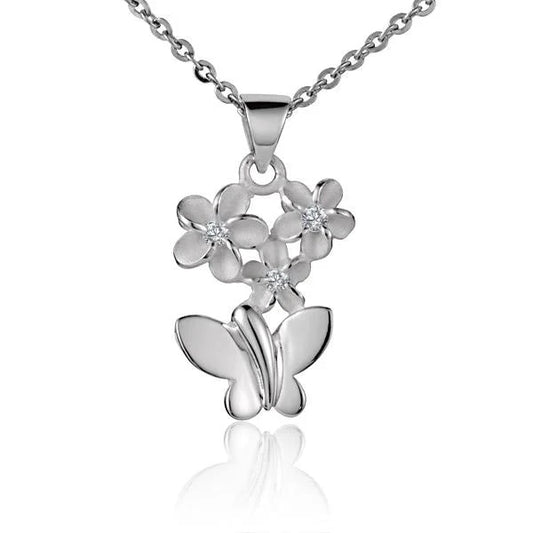 Three sterling silver Plumeria butterfly pendants with intricate detailing, perfect for jewelry and accessory designs.