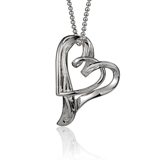 Floating Engraved Double Heart Pendant image 0