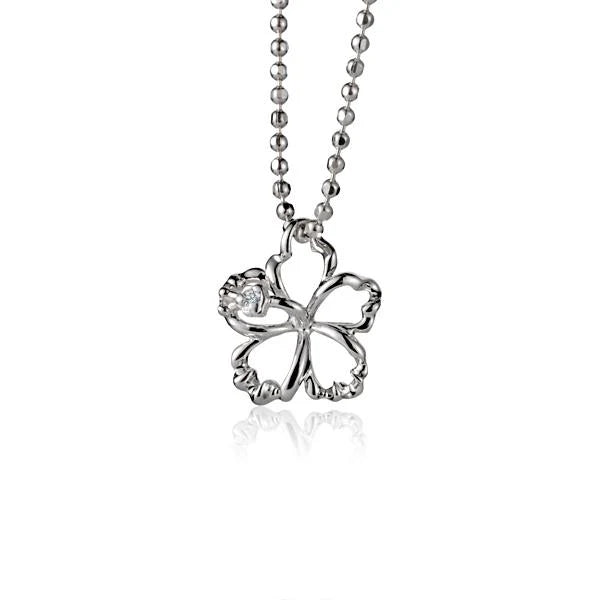 Outline Hibiscus CZ Pendant- 10mm image 0