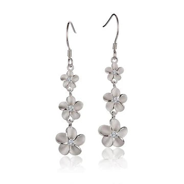 Plumeria CZ Hook Earring -6/8/10mm image 0