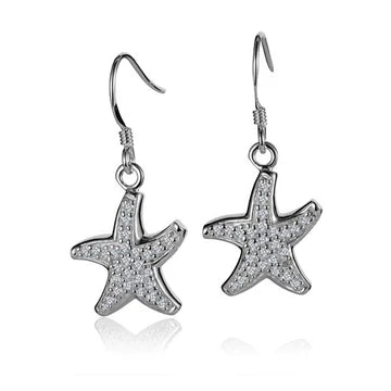 SP Starfish CZ Hook Earring image 0