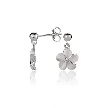 Plumeria CZ Bead Earring - 10mm image 0