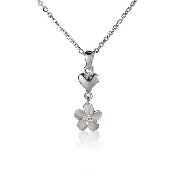 Heart Plumeria Pendant - 8mm image 0
