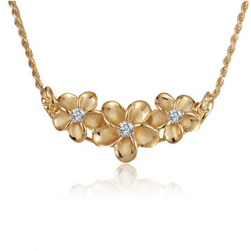 3Plumeria CZ YG Plated Pendant (S) image 0