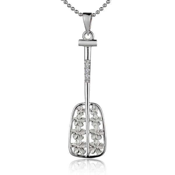 8 Plumeria CZ Paddle Pendant image 0