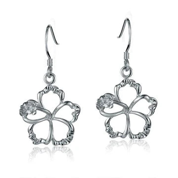 Floating Hibiscus Hook Earring - 15mm image 0