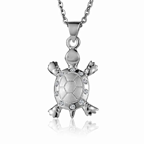 10 CZ Small Turtle Pendant image 0