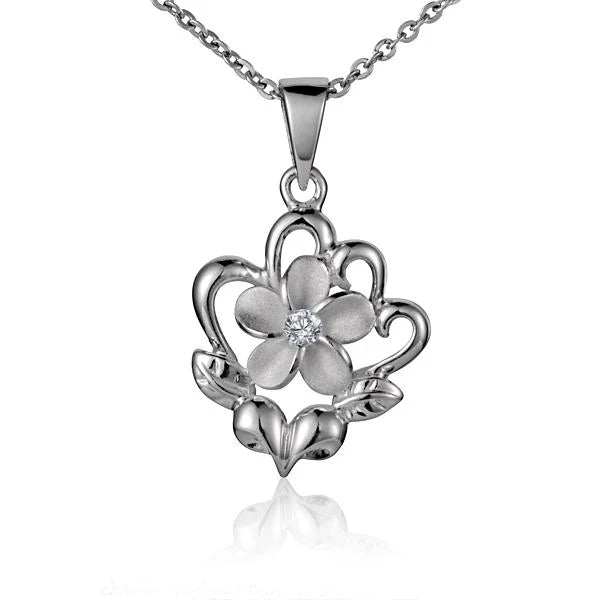 Plumeria Fancy Heart Pendant - 10mm image 0