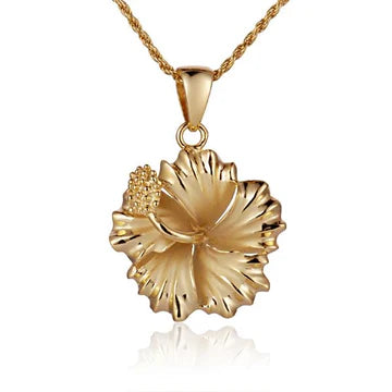 Hibiscus YG Rhodium Pendant - 20mm image 0