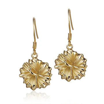 Hibiscus YG Plated  Earring - 15mm image 0