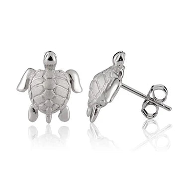 Turtle Rhodium Post Earring image 0