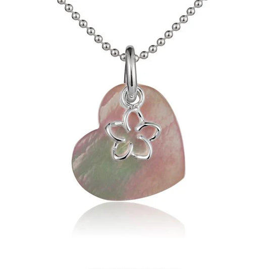 Heart Shell w/ Floating Plumeria Pendant image 0