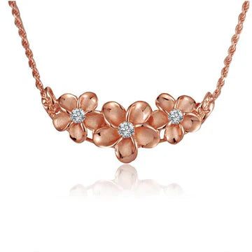 3Plumeria CZ PG Plated Pendant (S) image 0