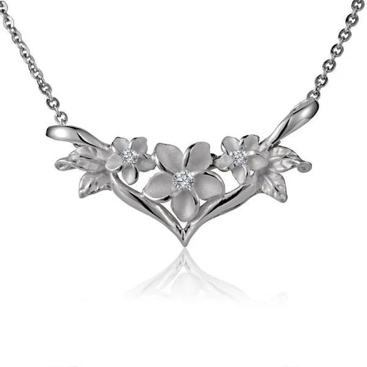 Sterling silver Plumeria slider pendant with 6x10x6mm dimensions, crafted by Ashley's Gift Shop.