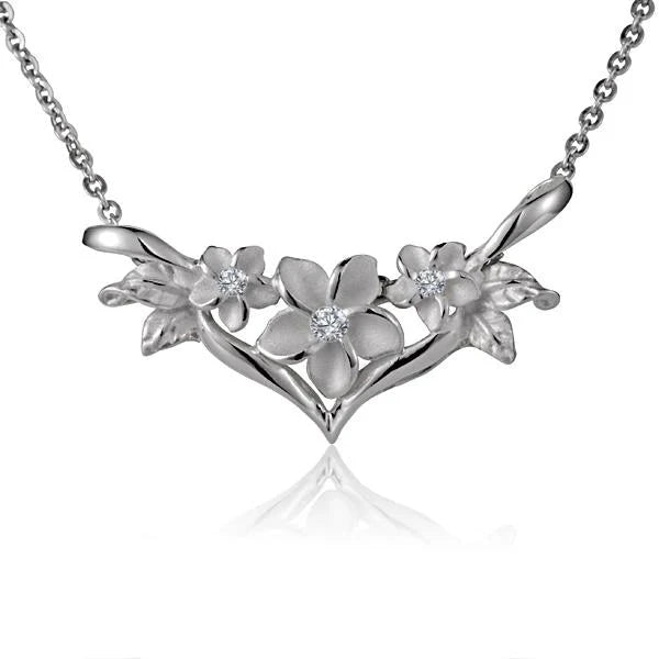 Hawaiian 925 Sterling Silver plumeria slider pendant with 6x10x6mm dimensions.