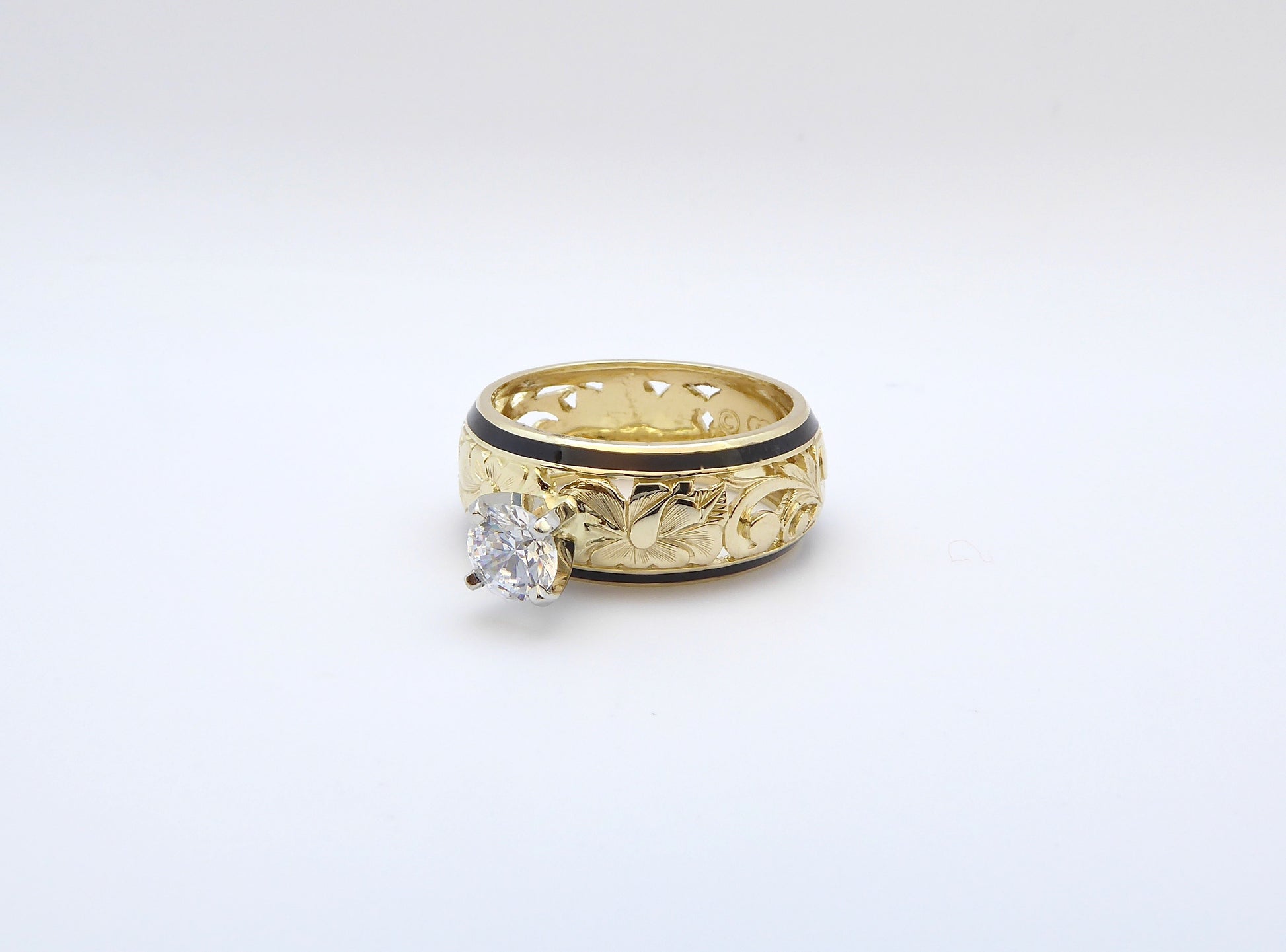 Hibiscus Dome Ring w/.50ct CZ - 8mm image 0