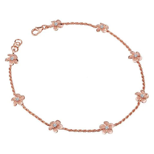 Plumeria CZ PG Plated Rope Anklet - 8mm image 0