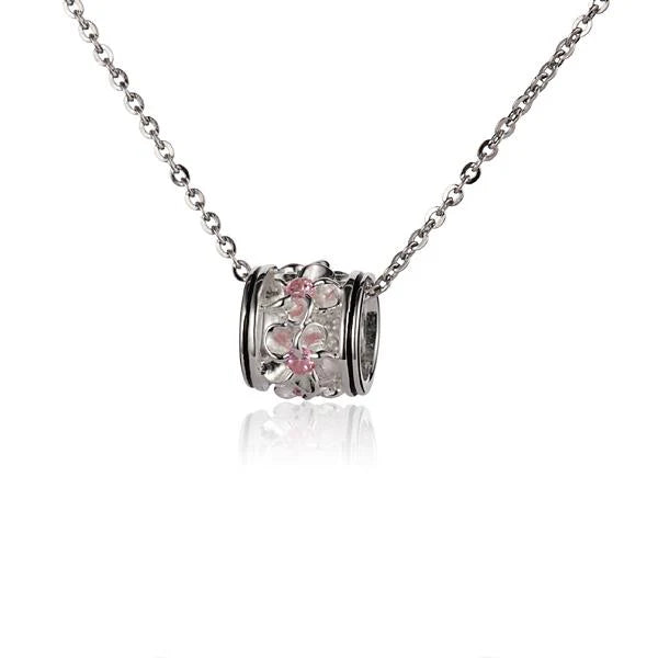 Plumeria Barrel Pink CZ Pendant (M) image 0