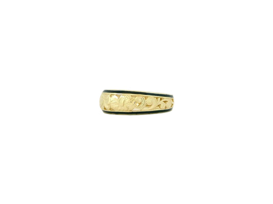 Hawaiian 14K Gold black dome ring, 6mm width, featuring a smooth, rounded design.
