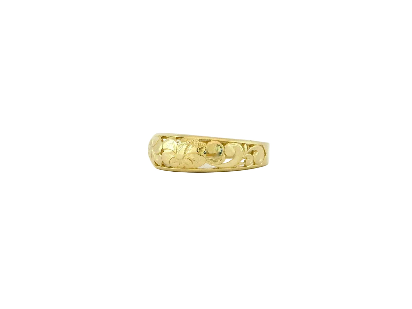 Hawaiian 14K Gold 6mm plain dome ring with a smooth, polished surface.