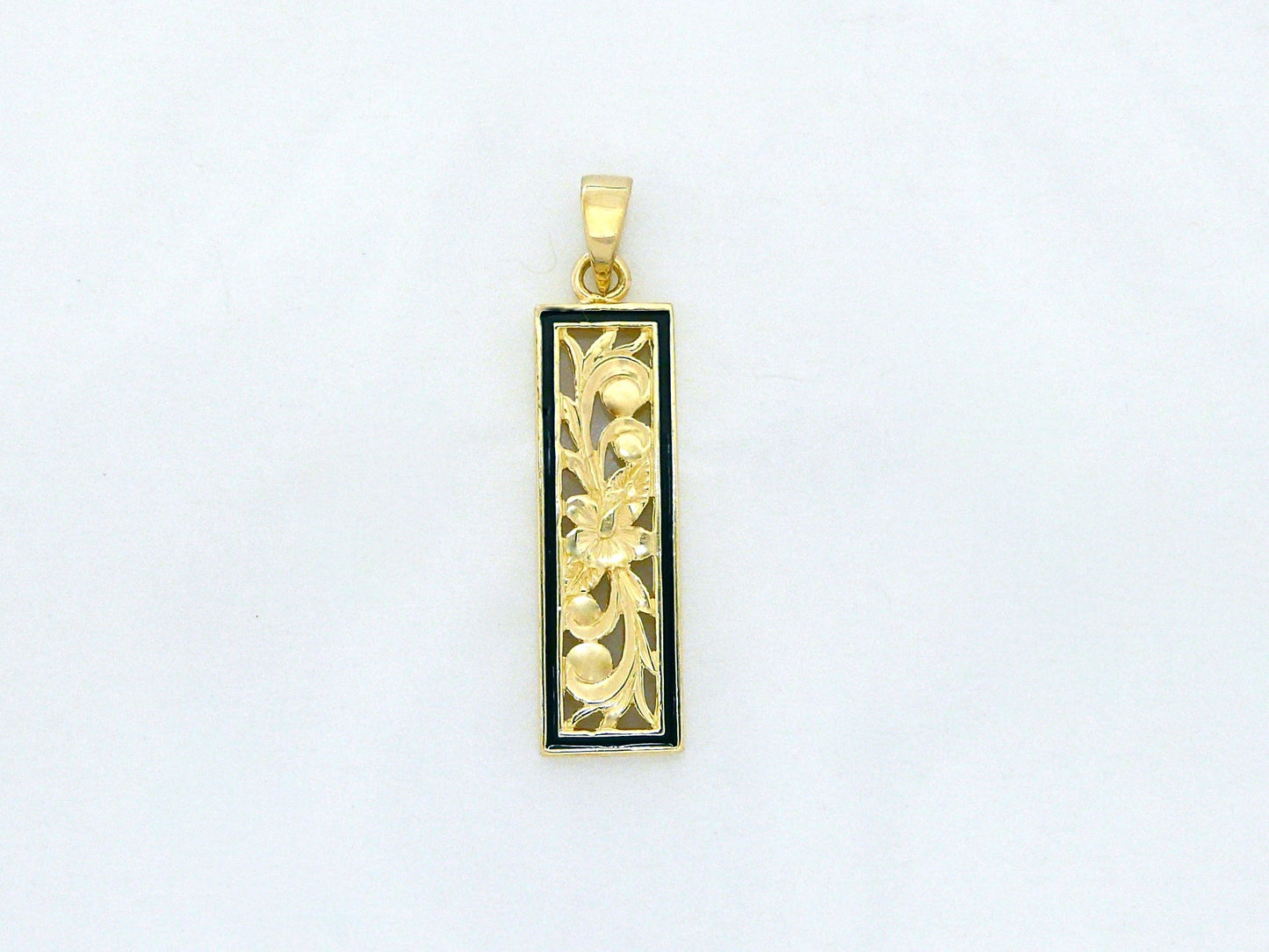 6mm 14K Gold Vertical Pendant Black image 0