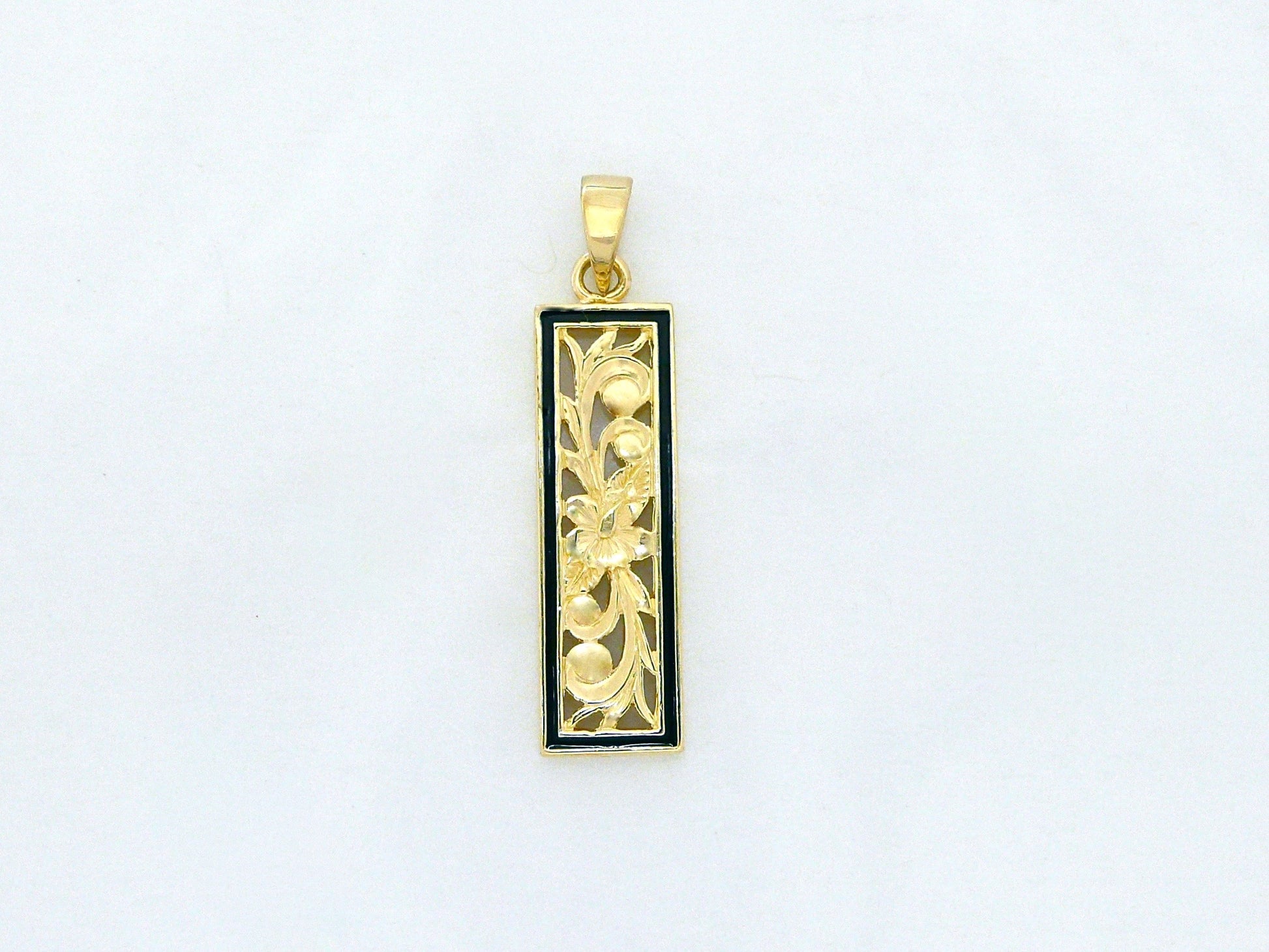 6mm 14K Gold Vertical Pendant Black image 0