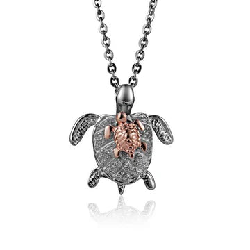 Mom/Baby PG Rhodium Turtle Pendant image 0