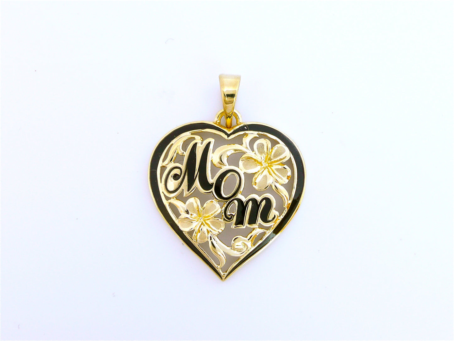 Mom Heart Plumeria Pendant image 0