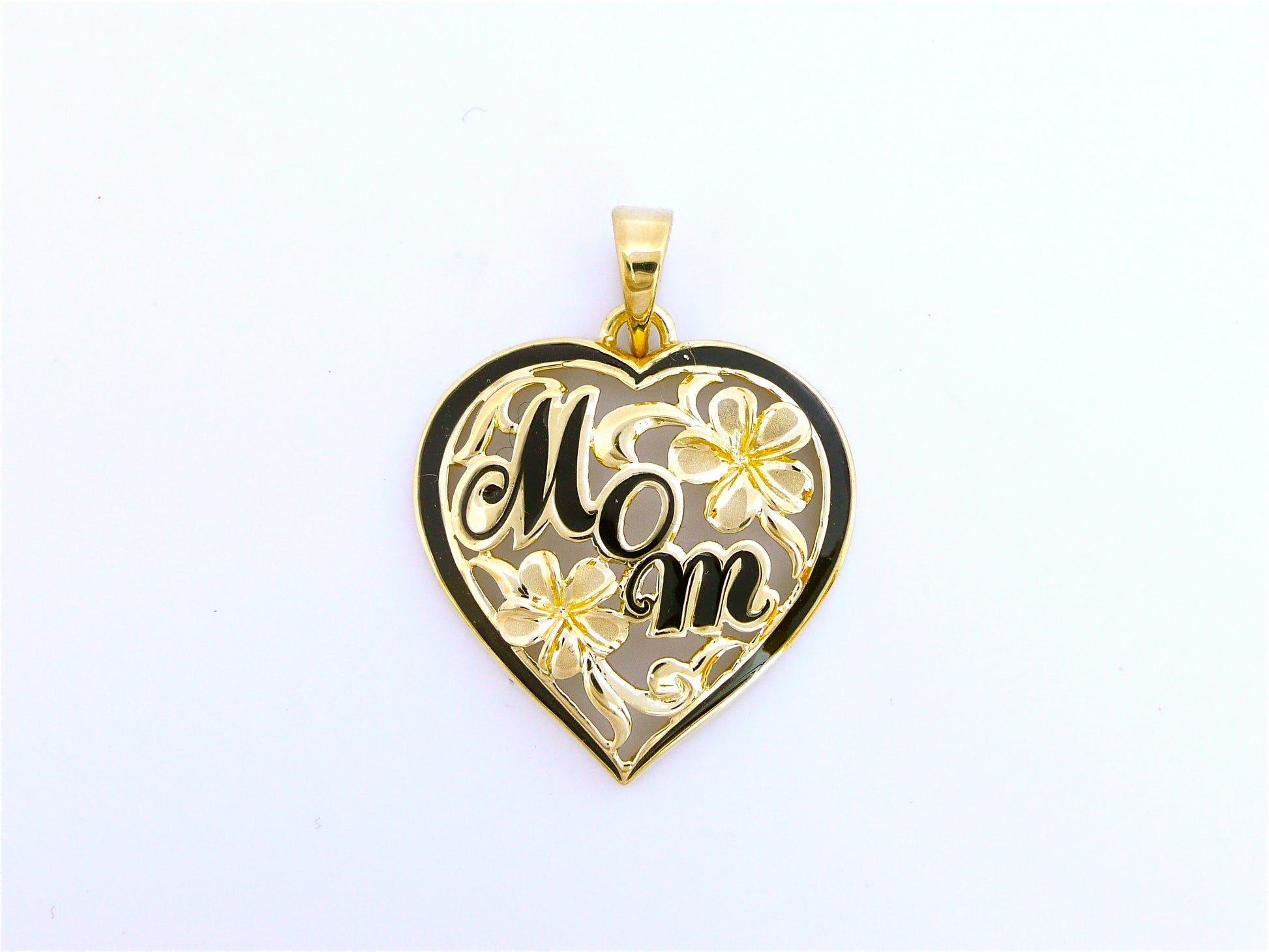 Mom Heart Plumeria Pendant image 0