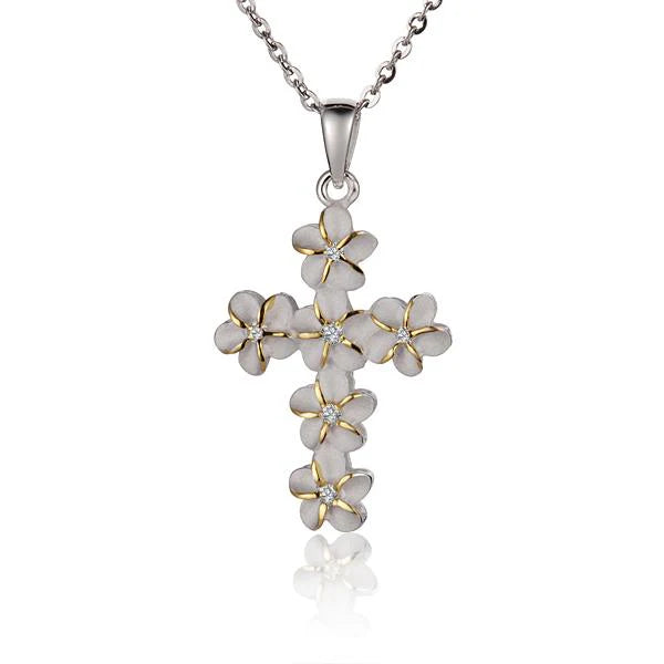 Plumeria Cross 2T Pendant - 6mm image 0
