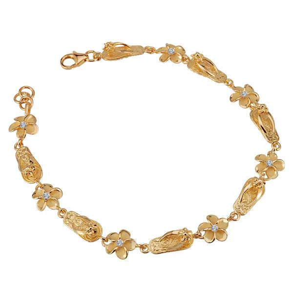Sipper Plumeria CZ YG Plated Bracelet - 8mm image 0