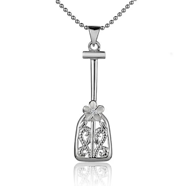 Plumeria Scroll Paddle Pendant image 0