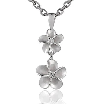 Plumeria CZ Rhodium Pendant - 8/10mm image 0