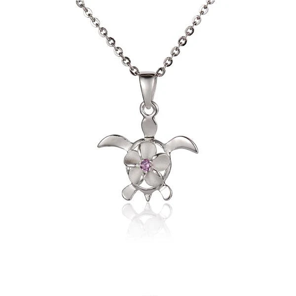 CZ Plumeria Honu Pendant - 8mm image 0