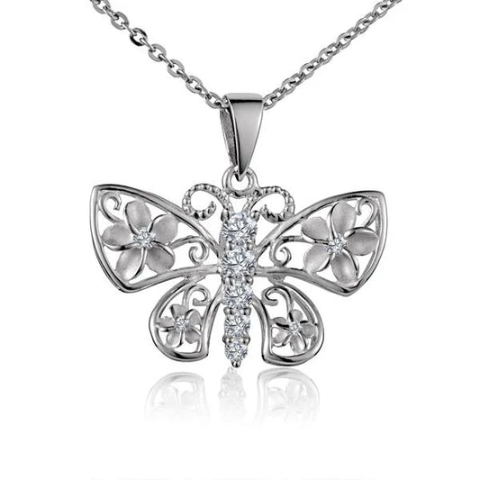 4Plumeria 5CZ Butterfly Pendant image 0