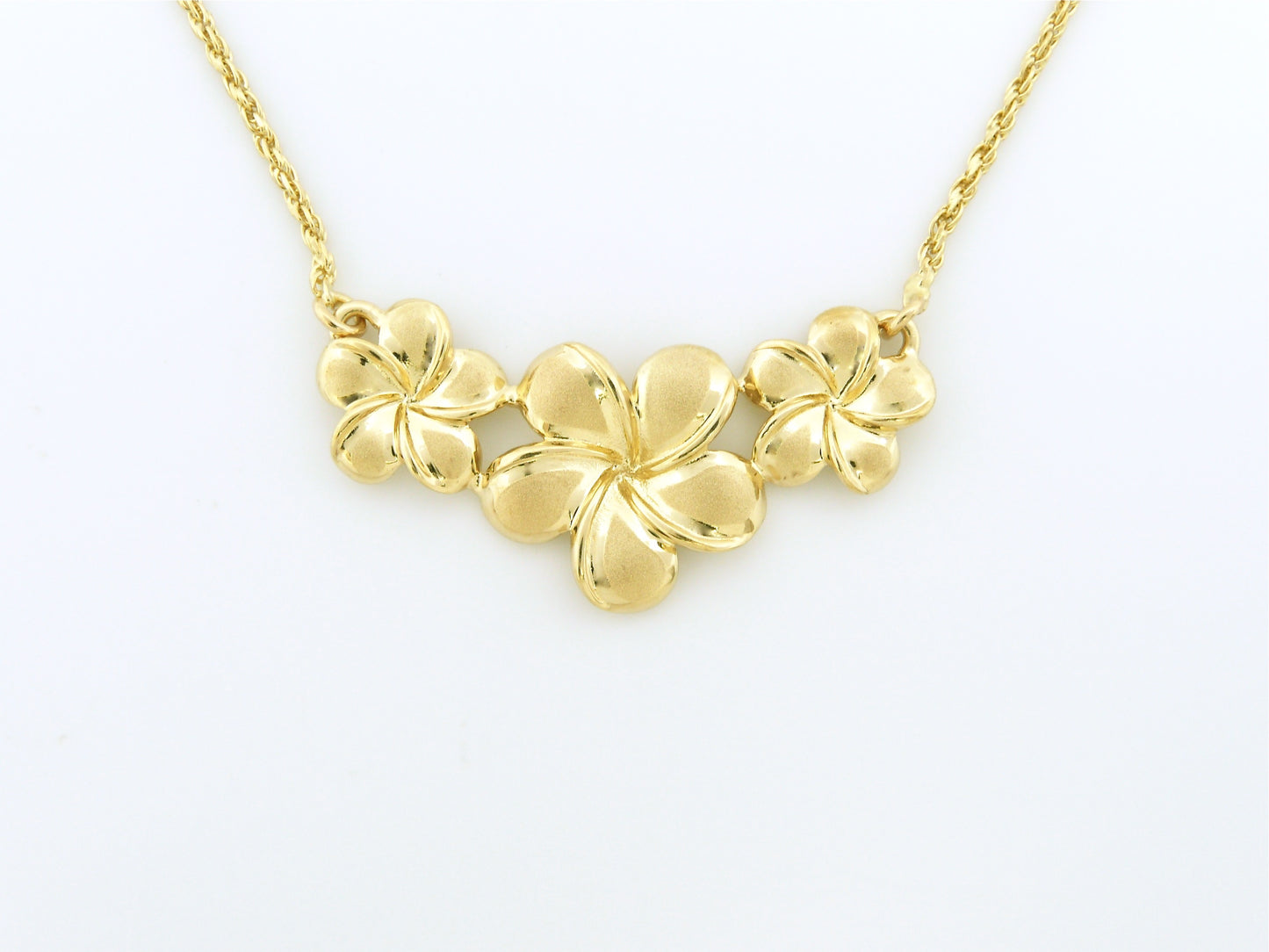 3 Plumeria Flower 18” Rope Chain Necklace image 0