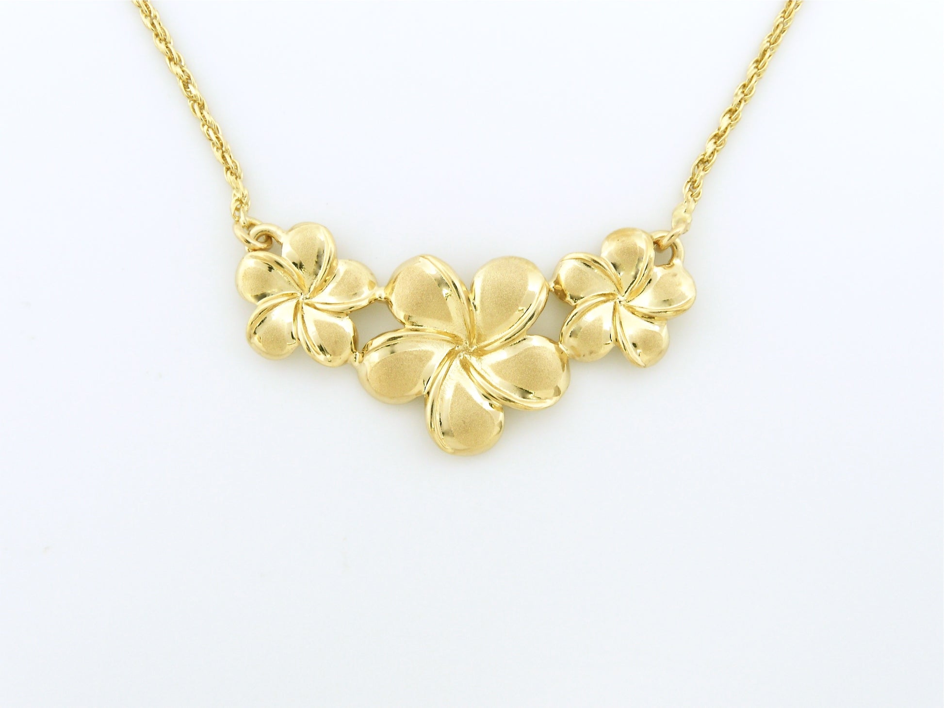 3 Plumeria Flower 18” Rope Chain Necklace image 0
