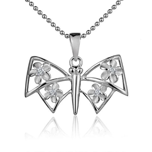 4 Plumeria Butterfly Pendant image 0
