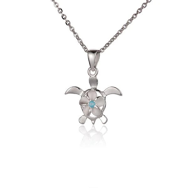 CZ Plumeria Honu Pendant - 8mm image 0