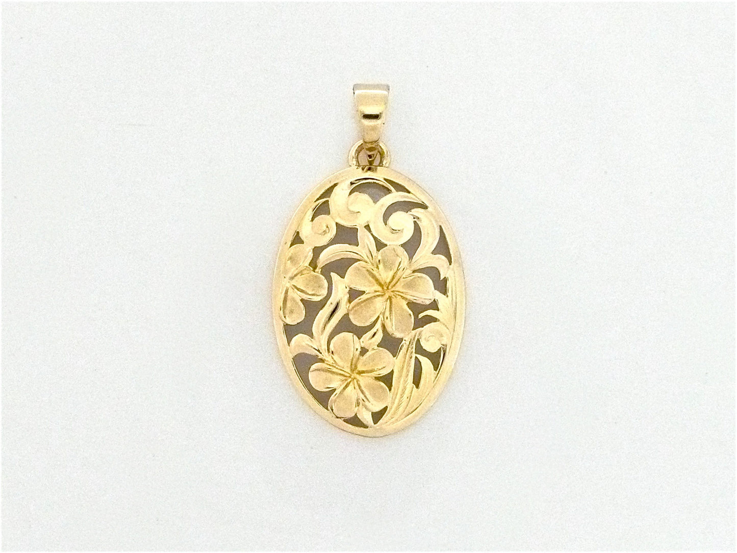 Oval Plumeria Pendant - Large image 0