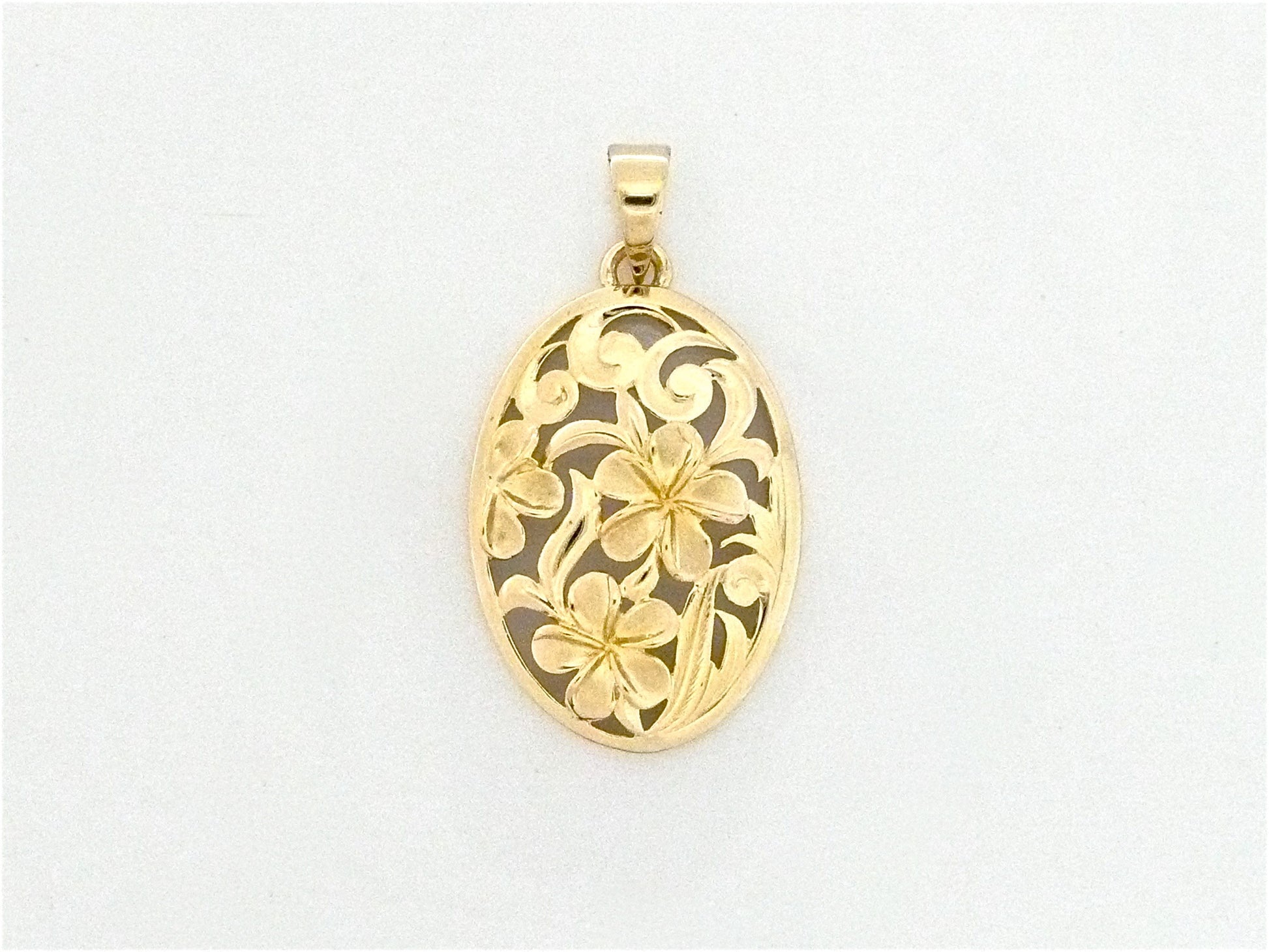 Oval Plumeria Pendant - Large image 0